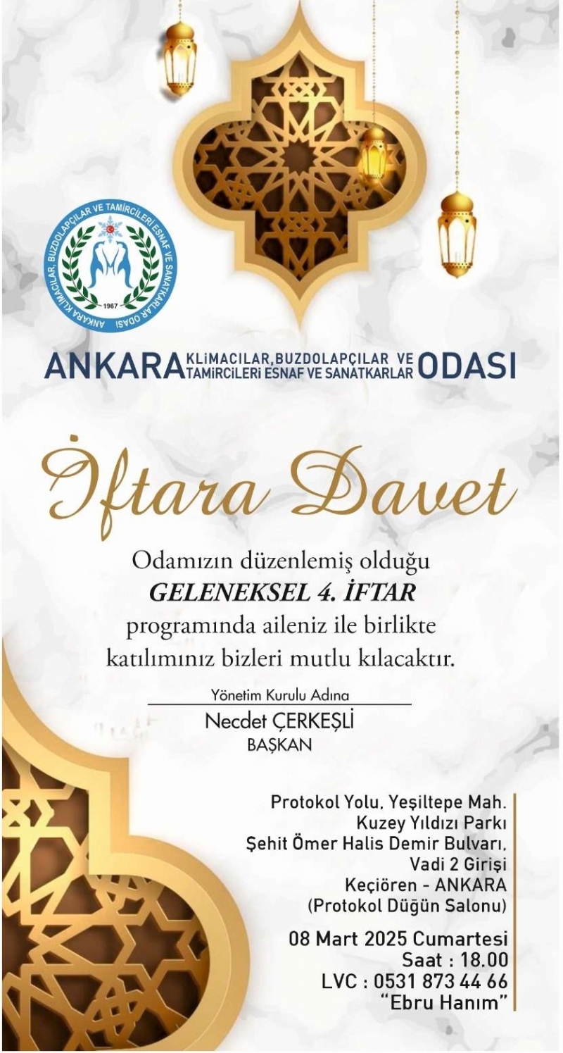 2025 YILI İFTAR YEMEĞİ PROGRAMI